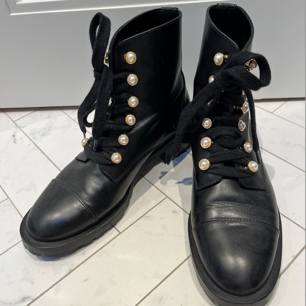 STUART WEITZMAN REYSEN PEARL COMBAT BOOTS
